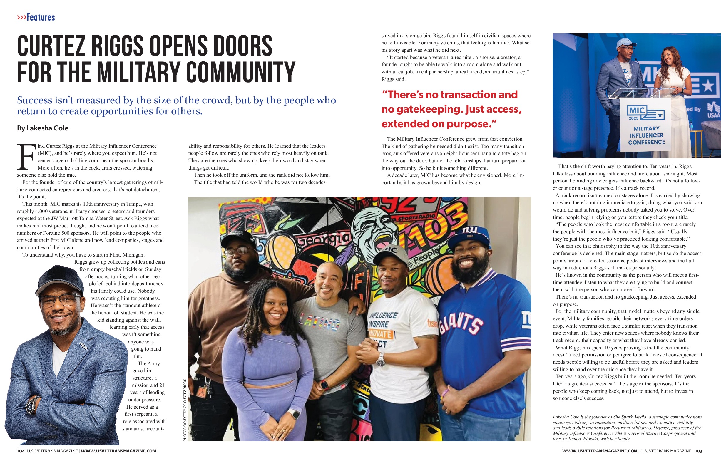 U.S. Veterans Magazine, September 2026: Curtez Riggs opens doors for the military community, by Lakesha Cole